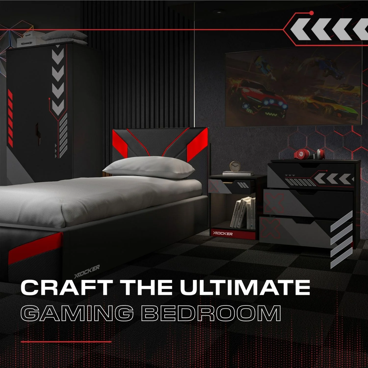 Octane 3 Piece Bedroom Furniture Set - Red