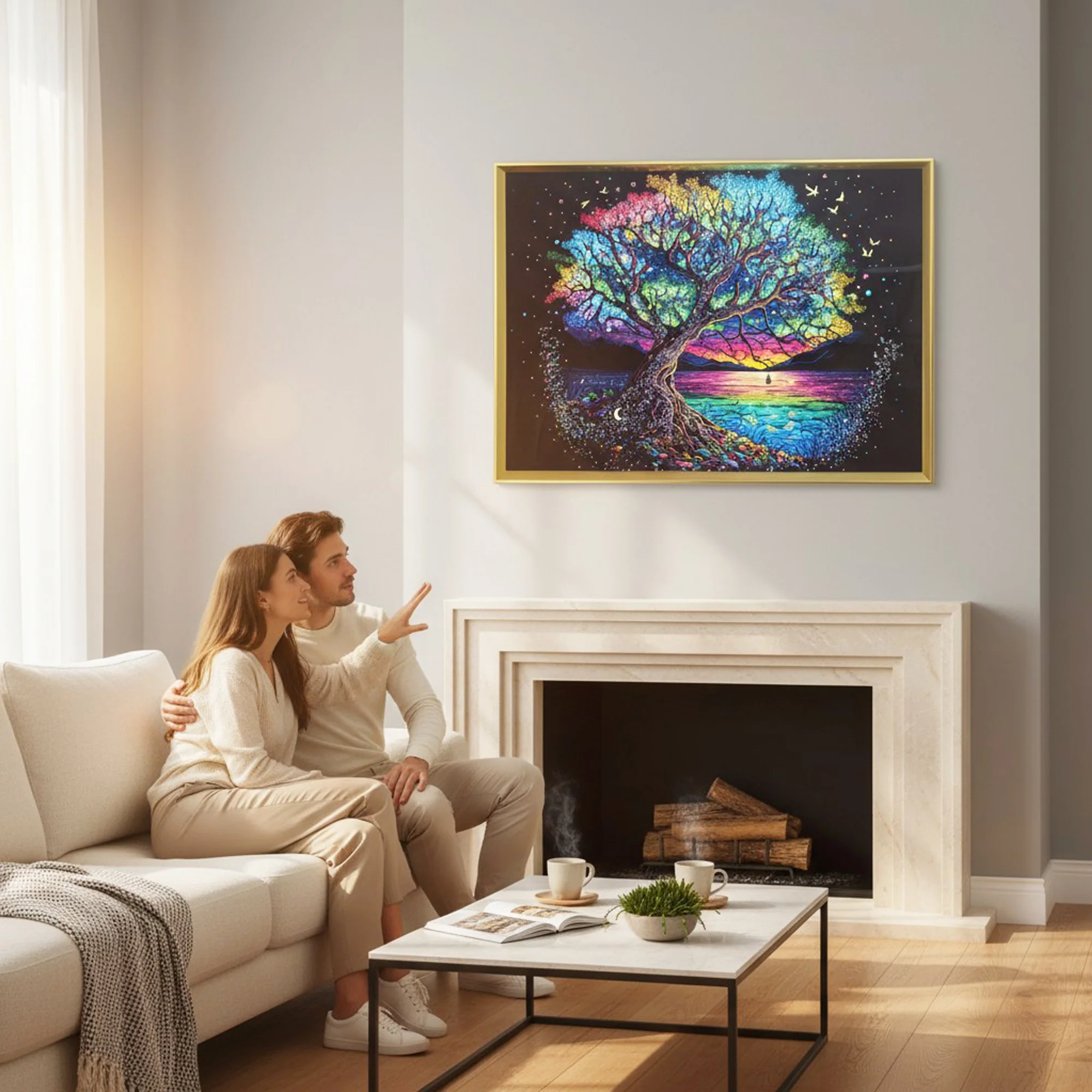 Captivating Tree Painting Multicoloured