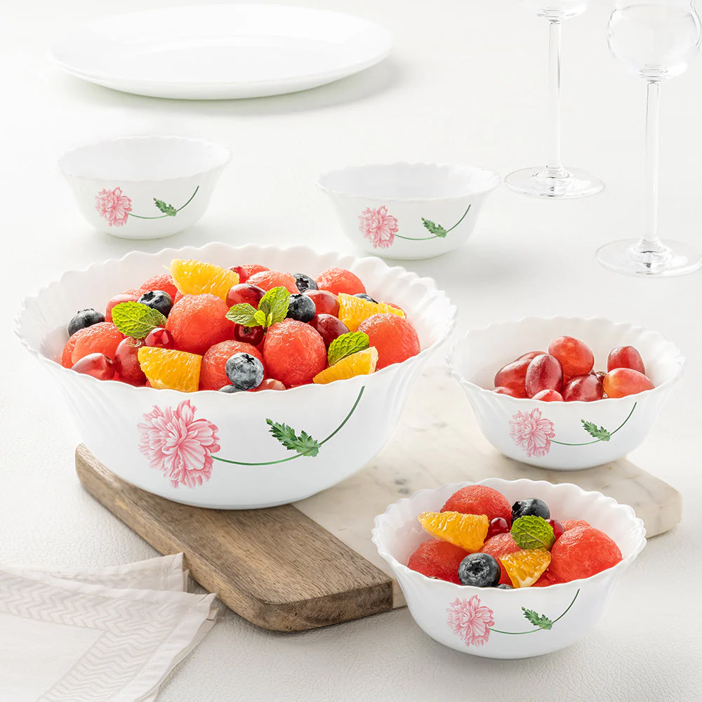 Larah by Borosil Red Mist Pudding Set, 7 pc (Small)