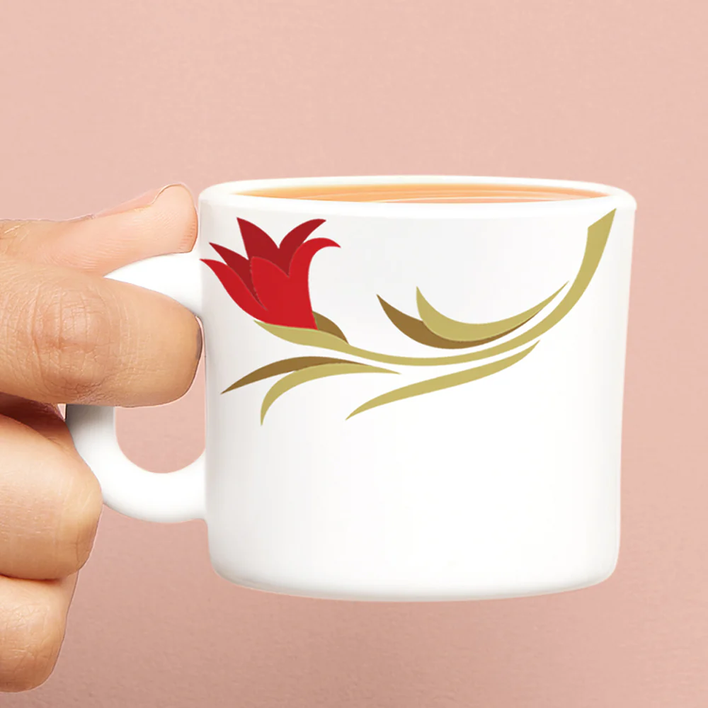 Larah by Borosil Red Lily Mug Set, 100ml x 6