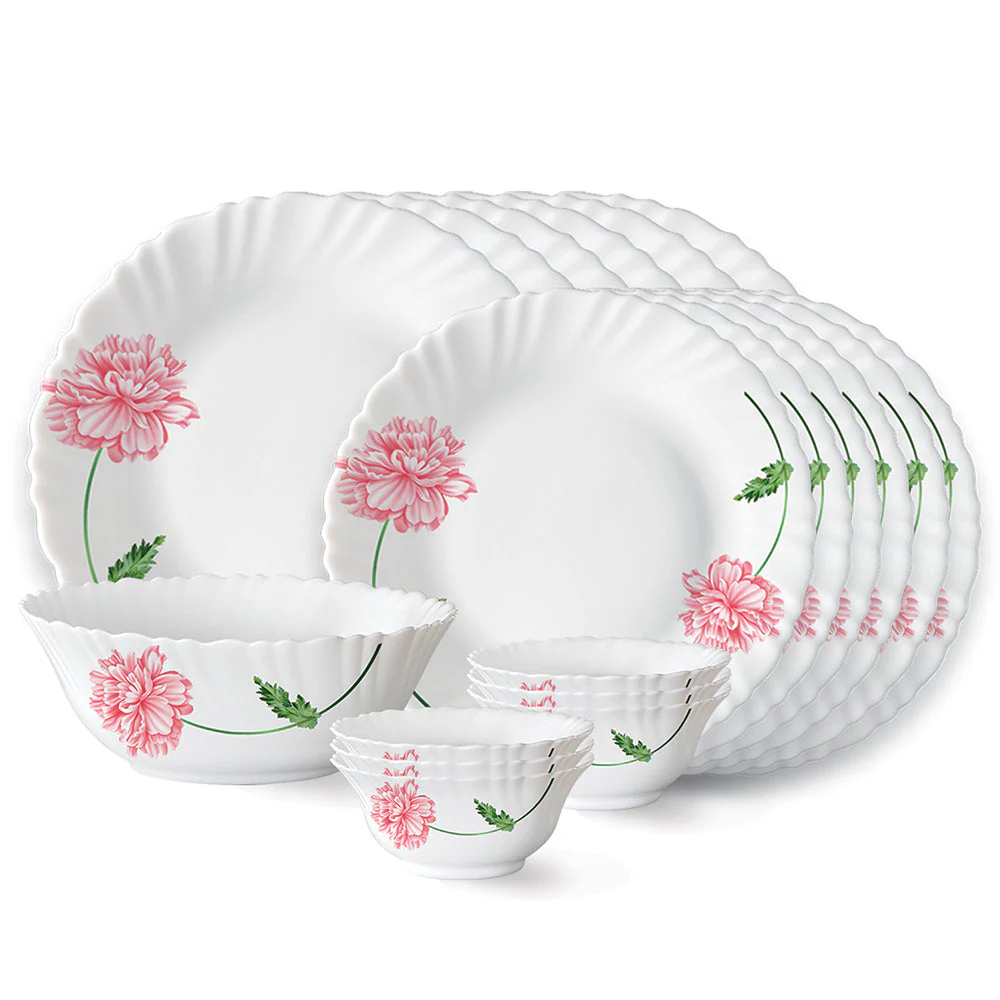 Larah by Borosil Red Mist Dinner Set, 10 pc