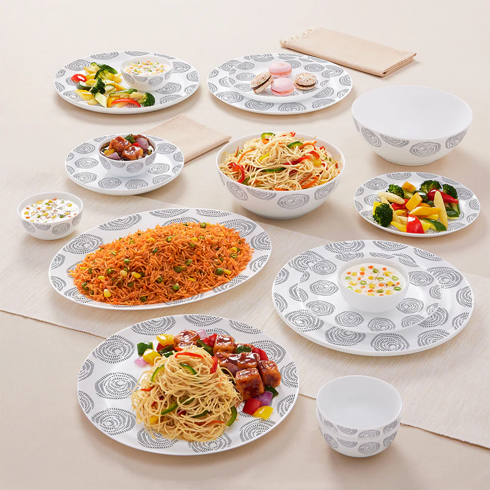 Larah by Borosil Moonbeam Dinner Set, 21 pc