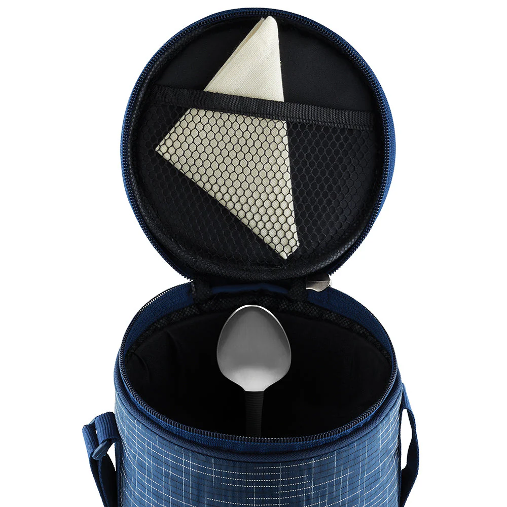 Borosil Indigo Glass Lunch Box, 3 Round, 400ml x 3