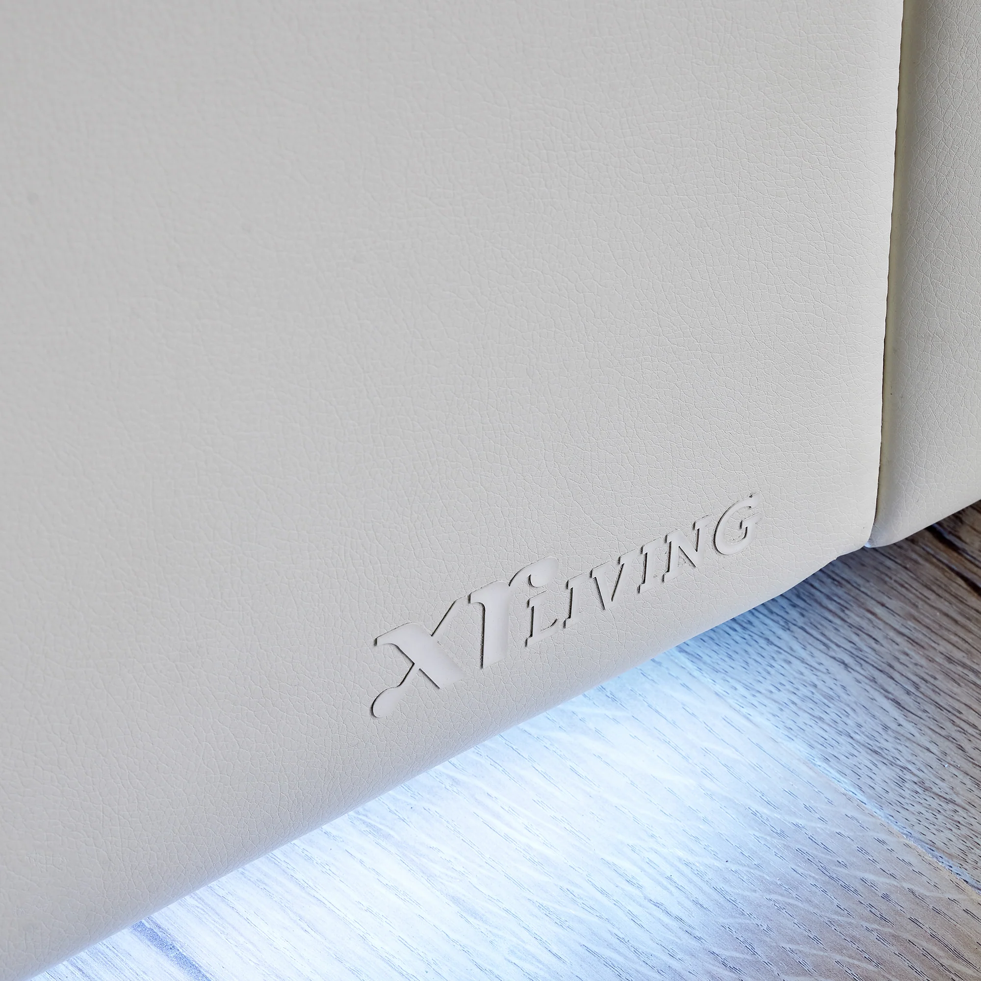 Ava Upholstered TV Bed with LED Lights - White (4 Sizes)