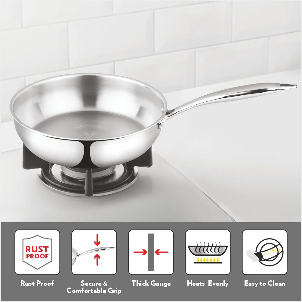 Borosil Cookfresh Triply Frying Pan (Steel Handle), 2.3L