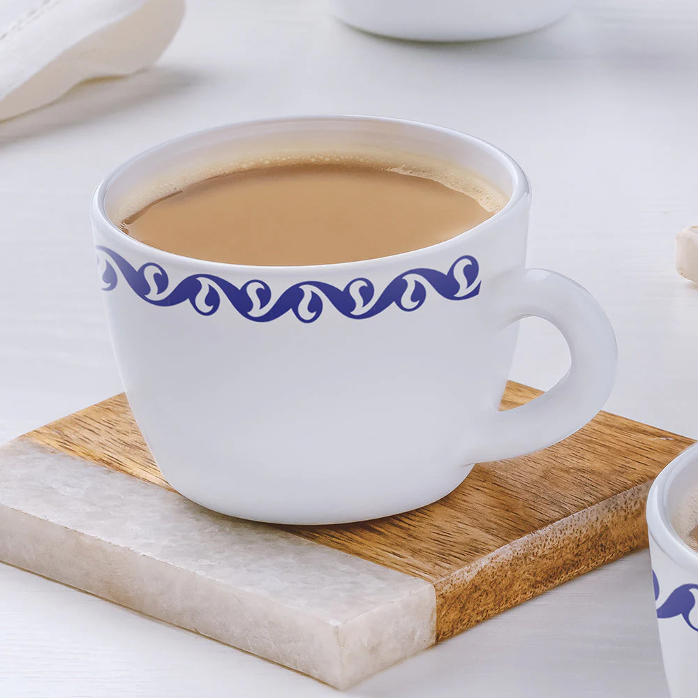 Larah by Borosil Jazzblue Cup Set, 90ml x 6