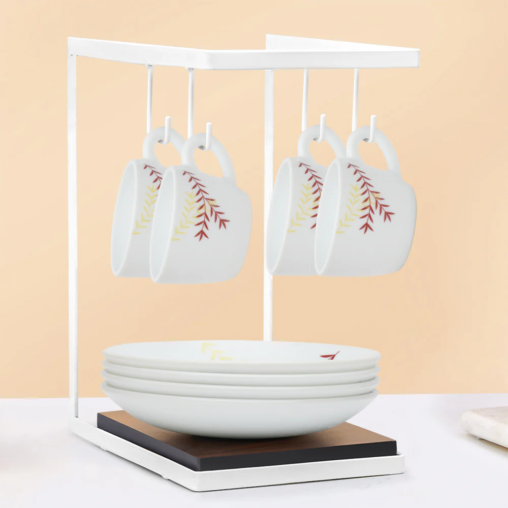 Larah by Borosil Oak Cup n Saucer Set, 140ml x 8