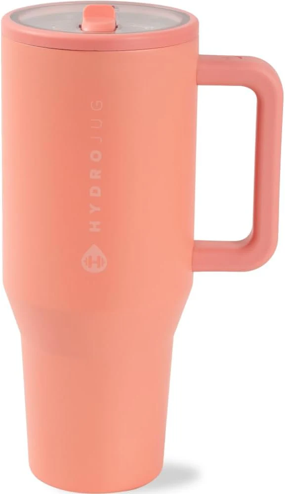 40 oz Water Bottle with Handle & Flip Straw - Fits in Cup Holder, Leak Resistant Tumbler-Reusable Insulated Stainless Steel & Rubber Base