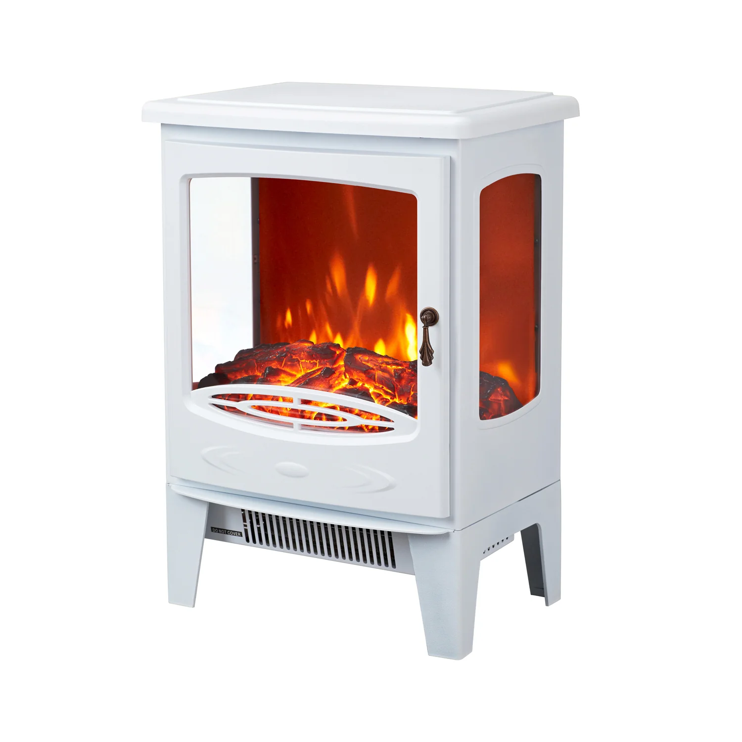 Neo Glass Window Electric Fire With Flame Effect - White