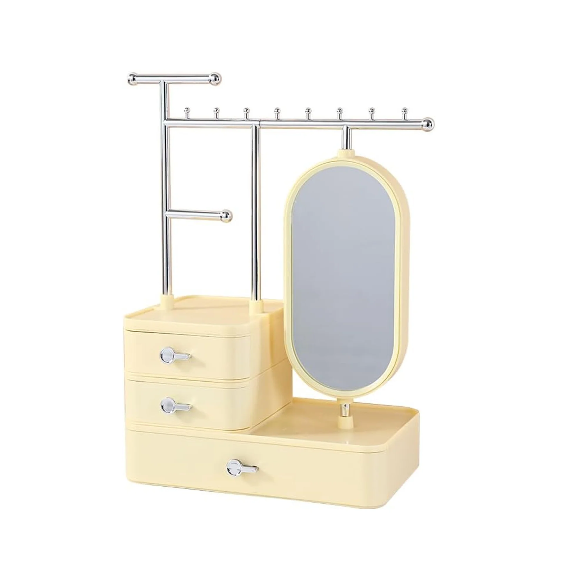 Antalya Jewelry Organizer Stand with HD Mirror Yellow