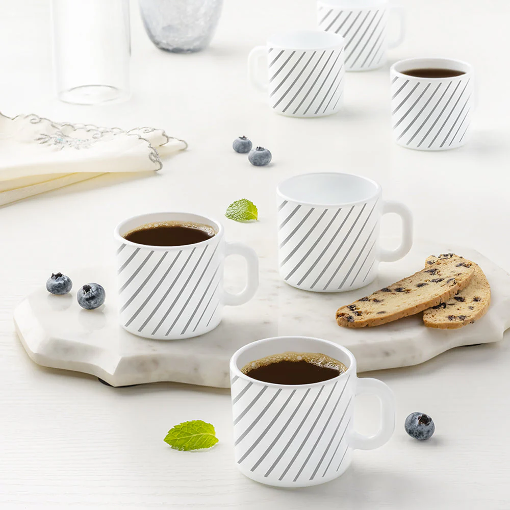 Larah by Borosil Silver Ray Mug Set, 2 x 240ml