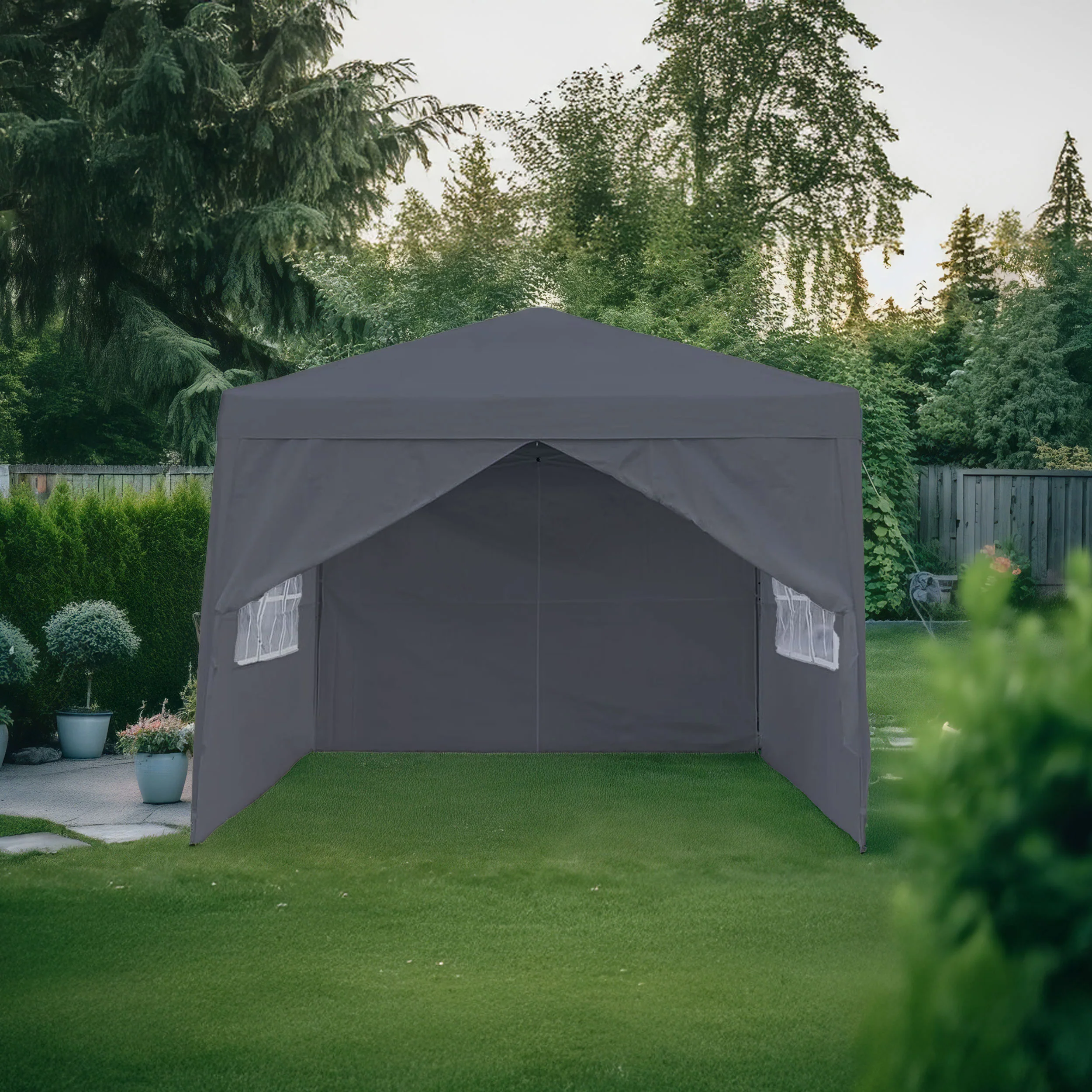 Neo 3m x 3m Grey Waterproof Pop Up Outdoor Canopy Gazebo