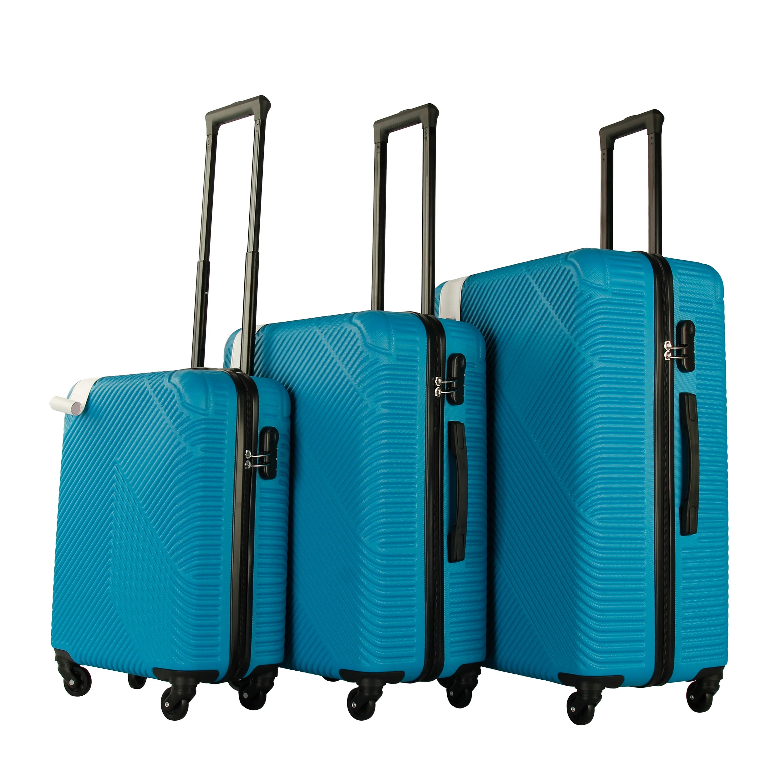 Neo Electric Blue 3 Piece Hard Shell Luggage Suitcase Set
