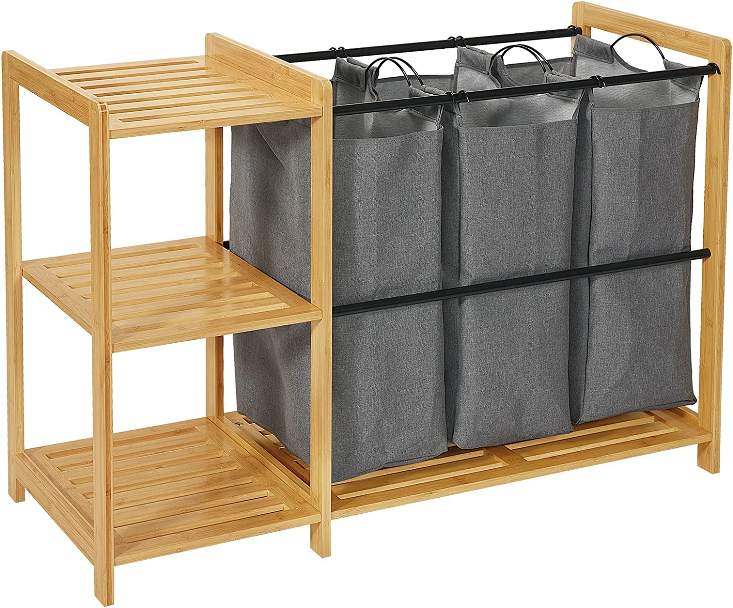 Bamboo Laundry Hamper with Compartments