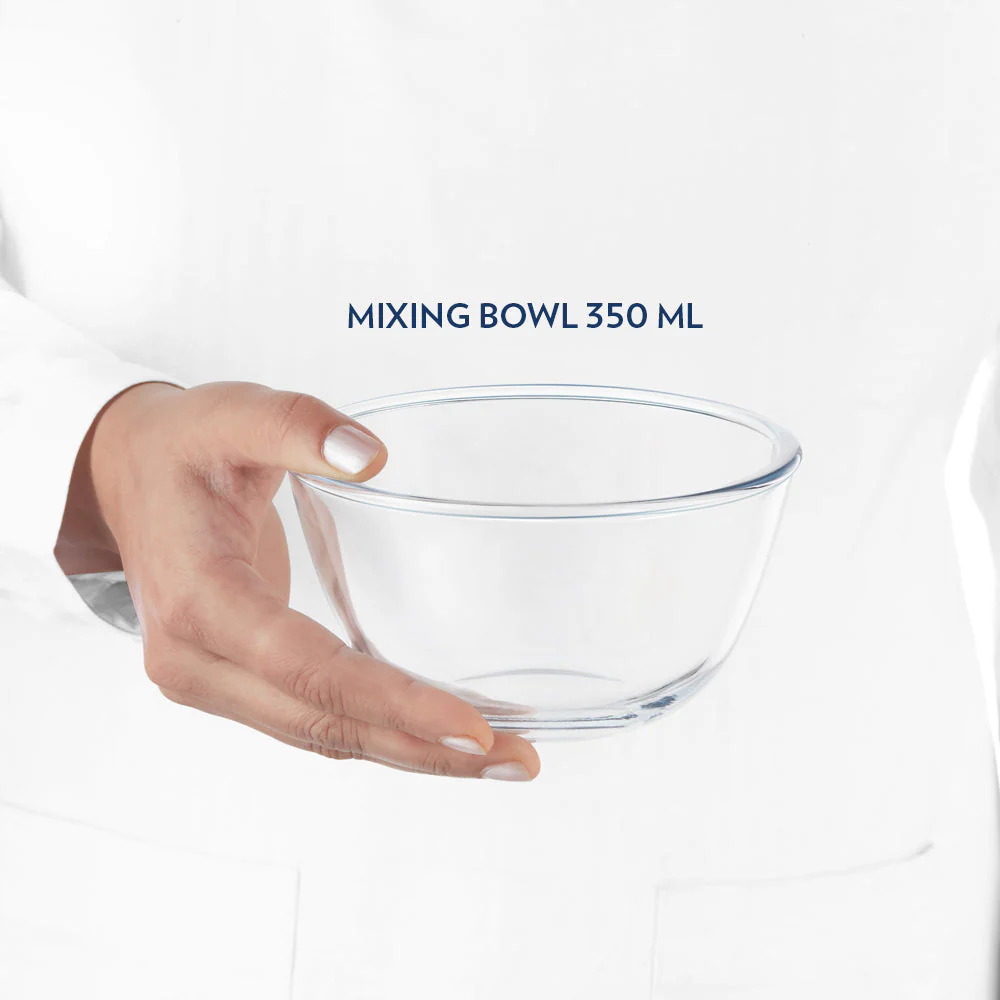 Borosil Mixing Bowl White Lid, Set of 2, 350ml