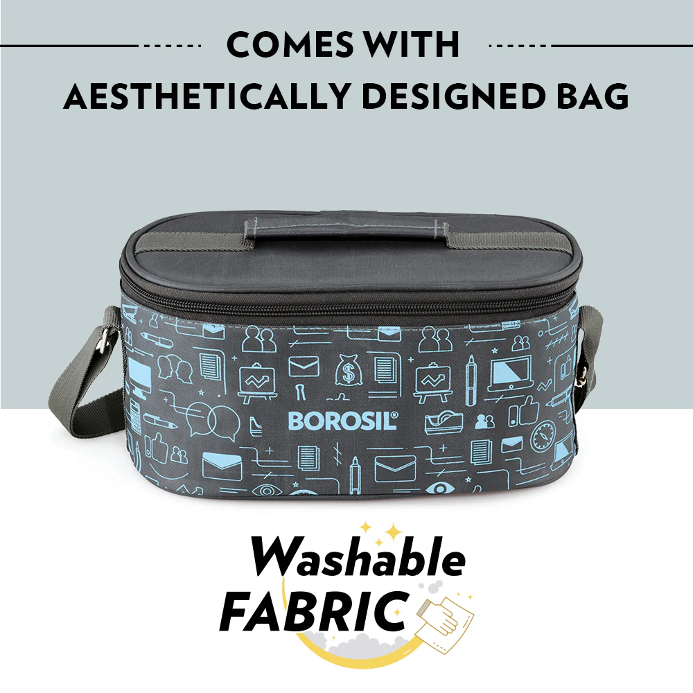 Borosil Carryfresh Lunchbox, Set of 4, (280ml x 2) + (180ml x 2)