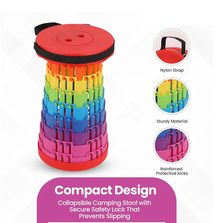 Collapsible Telescopic Folding Stool Multicoloured