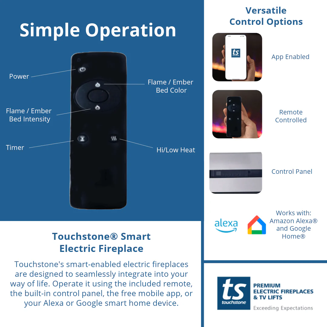 The Sideline Deluxe Stainless Steel 50 Inch Recessed Smart Electric Fireplace 86273