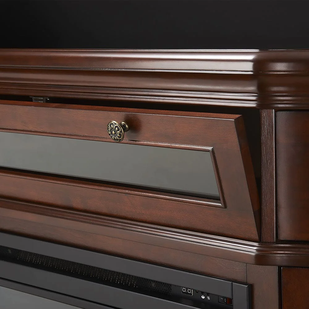 Colbert Electric Fireplace Media Console in Antique Mahogany