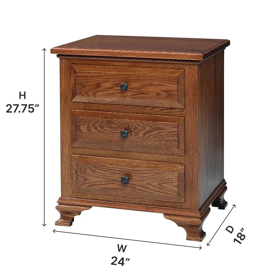 Amish Berkshire Three Drawer Nightstand