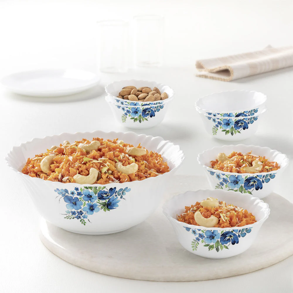 Larah by Borosil Pansy Pudding Set, 7 pc (Small)