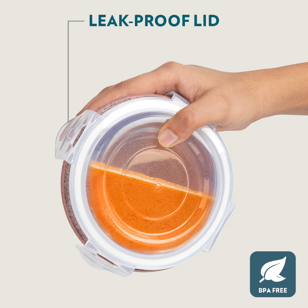 Borosil Kube Pink Glass Lunch Box, Round x 3 (Tall), Set of 3, 400ml