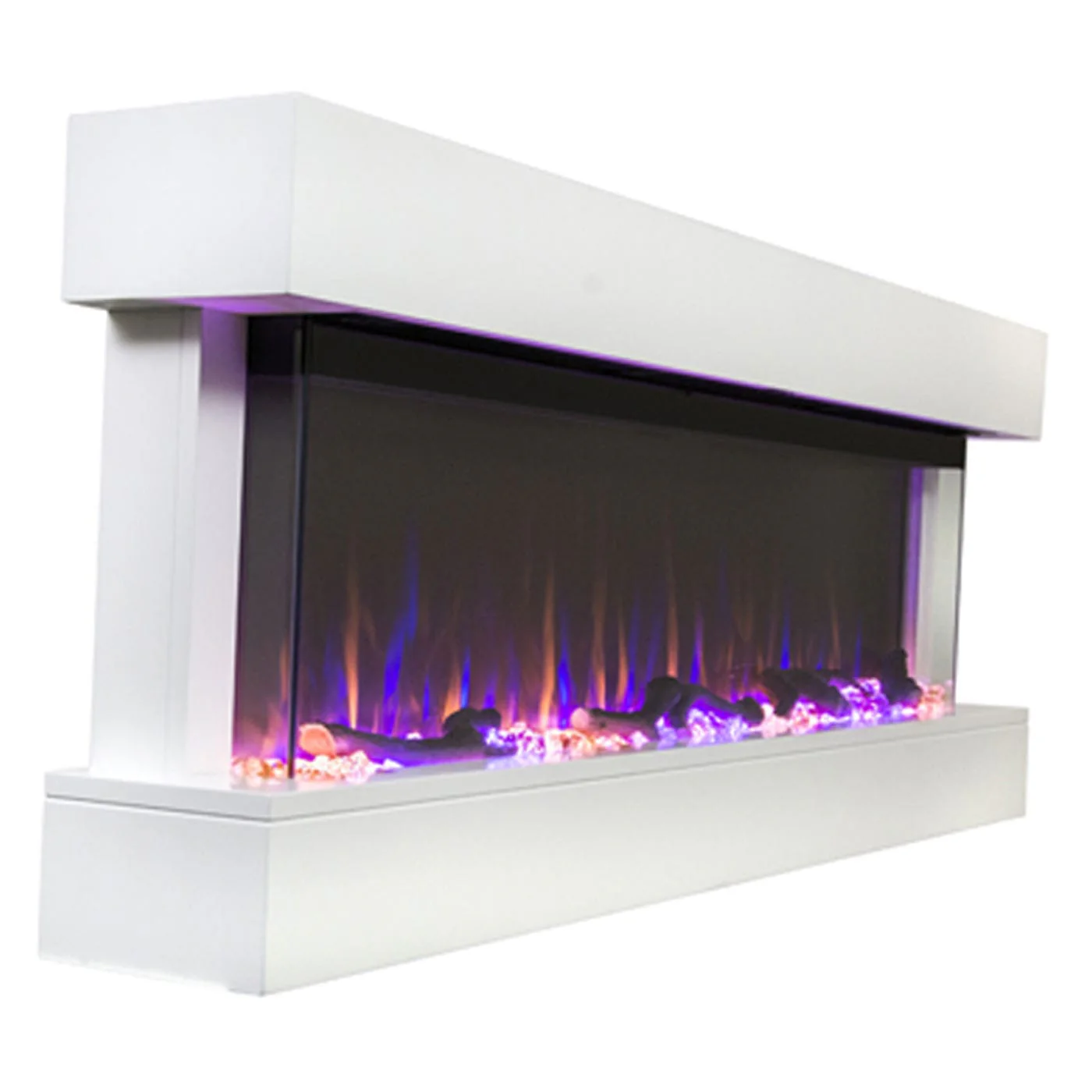 Chesmont White 50 Inch 80033 Wall Mount 3-Sided Smart Floating Electric Fireplace (Alexa/Google Compatible)
