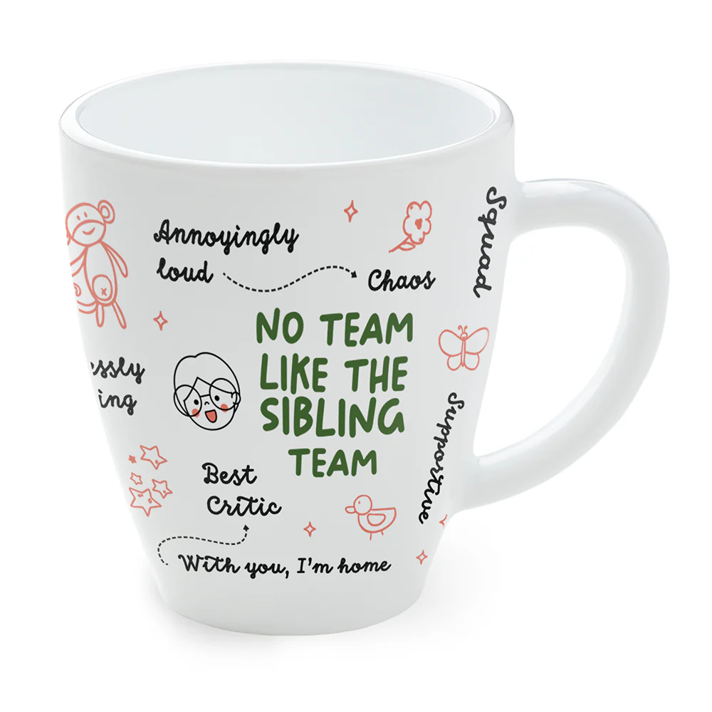 Larah by Borosil Rakhi Opalware Mug, No Team Like the Sibling Team, 390ml