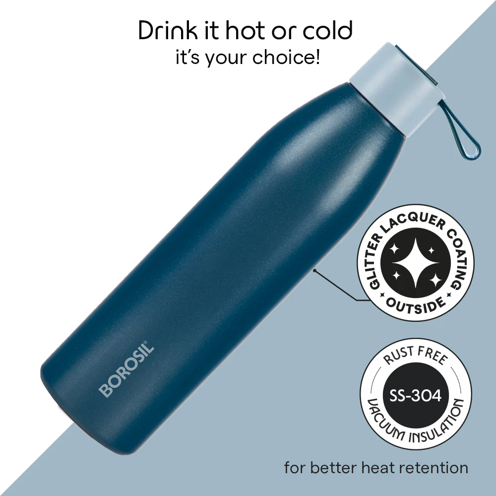 Duomate Vacuum Insulated Stainless Steel Bottle, Blue, Personalise