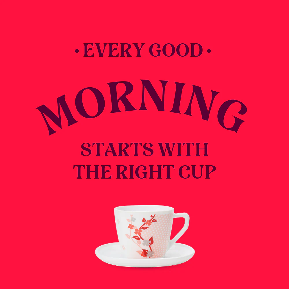 Larah By Borosil Viola Pink Cup Set, 220ml x 6