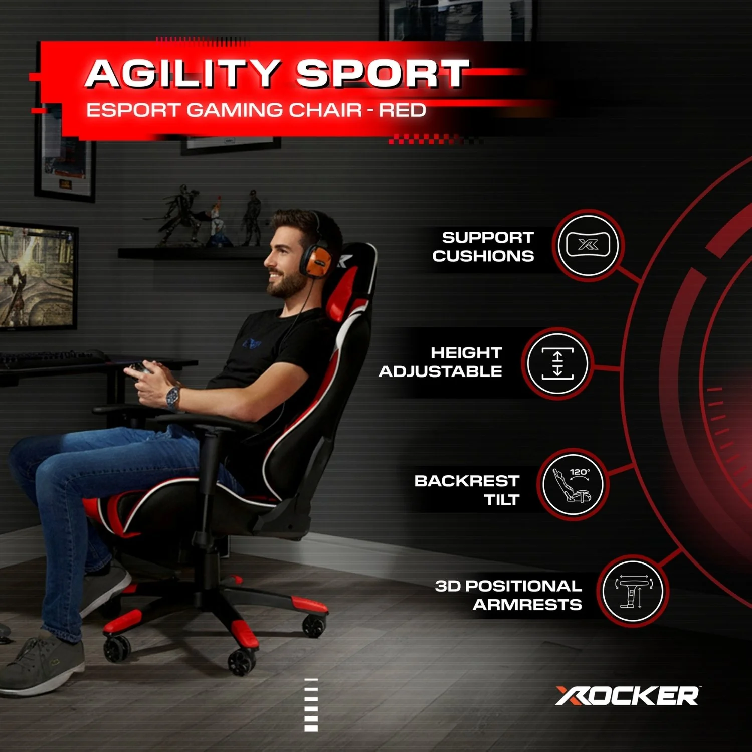 Agility eSport Ergonomic Gaming Chair - Black / Red
