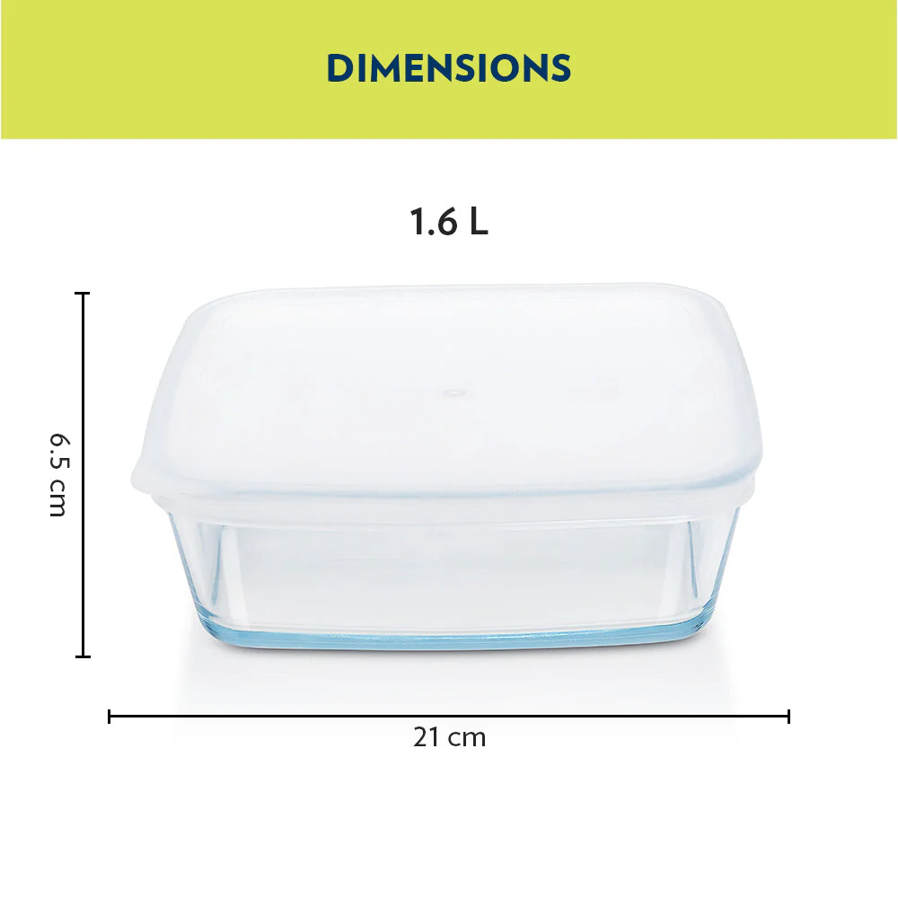 Borosil Square Baking Dish w lid, 1.6L