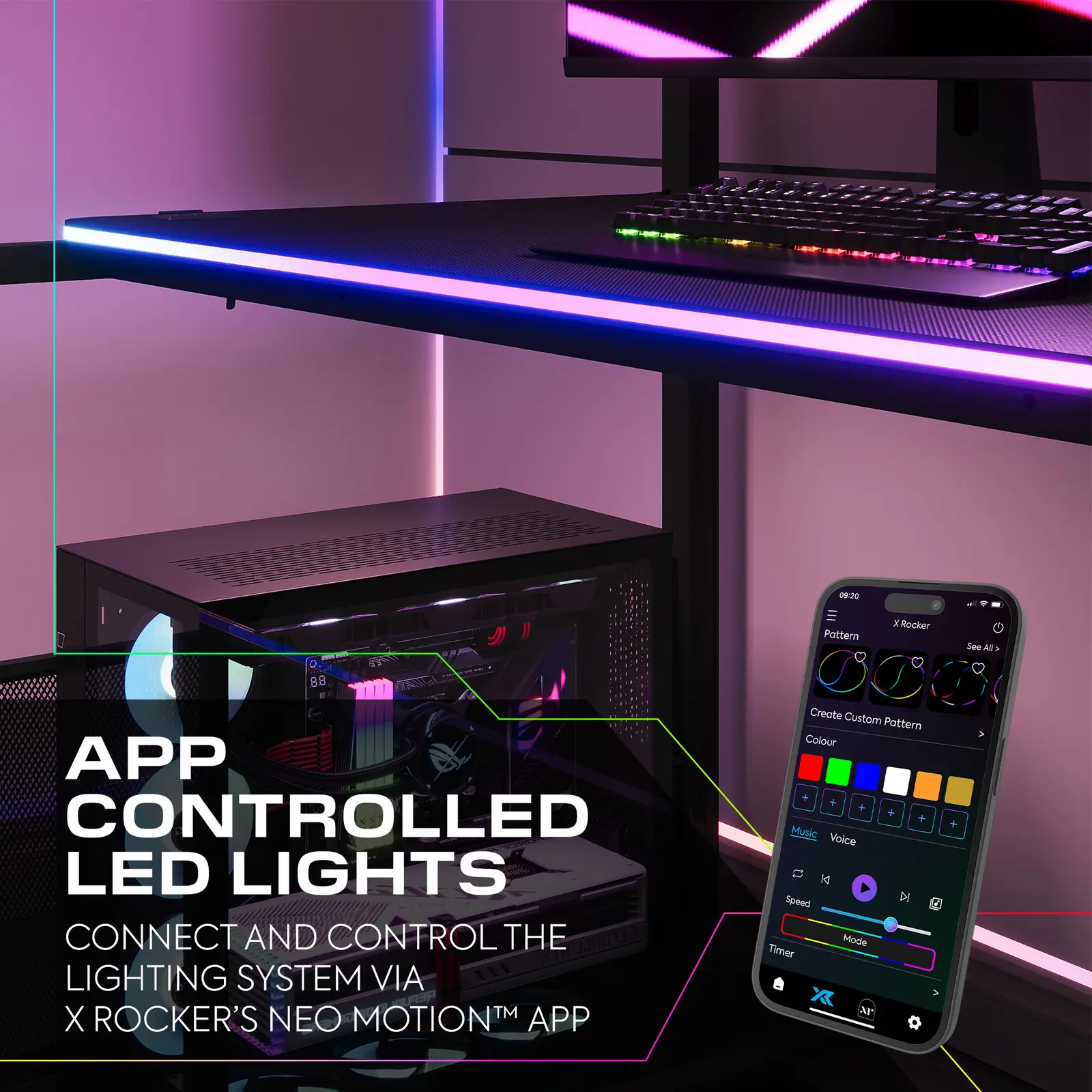 Battlebunk RGB LED High Sleeper Gaming Bunk Bed with Desk