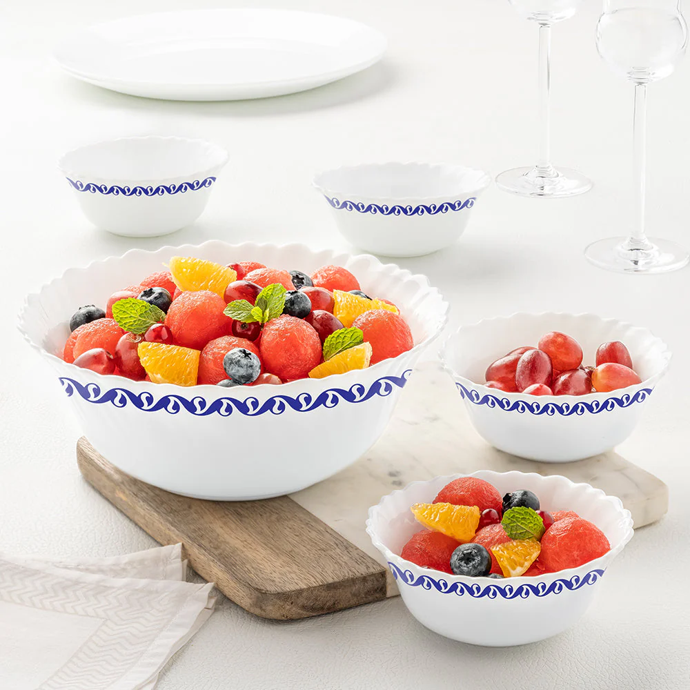 Larah by Borosil Jazzblue Pudding Set, 7 pc (Small)