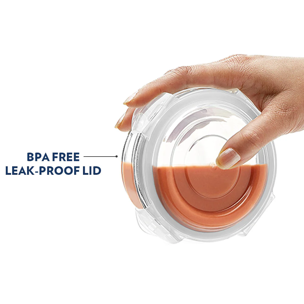 Alfa Green Glass Lunch Box, Round x 3 (Tall), Set of 3, 400ml