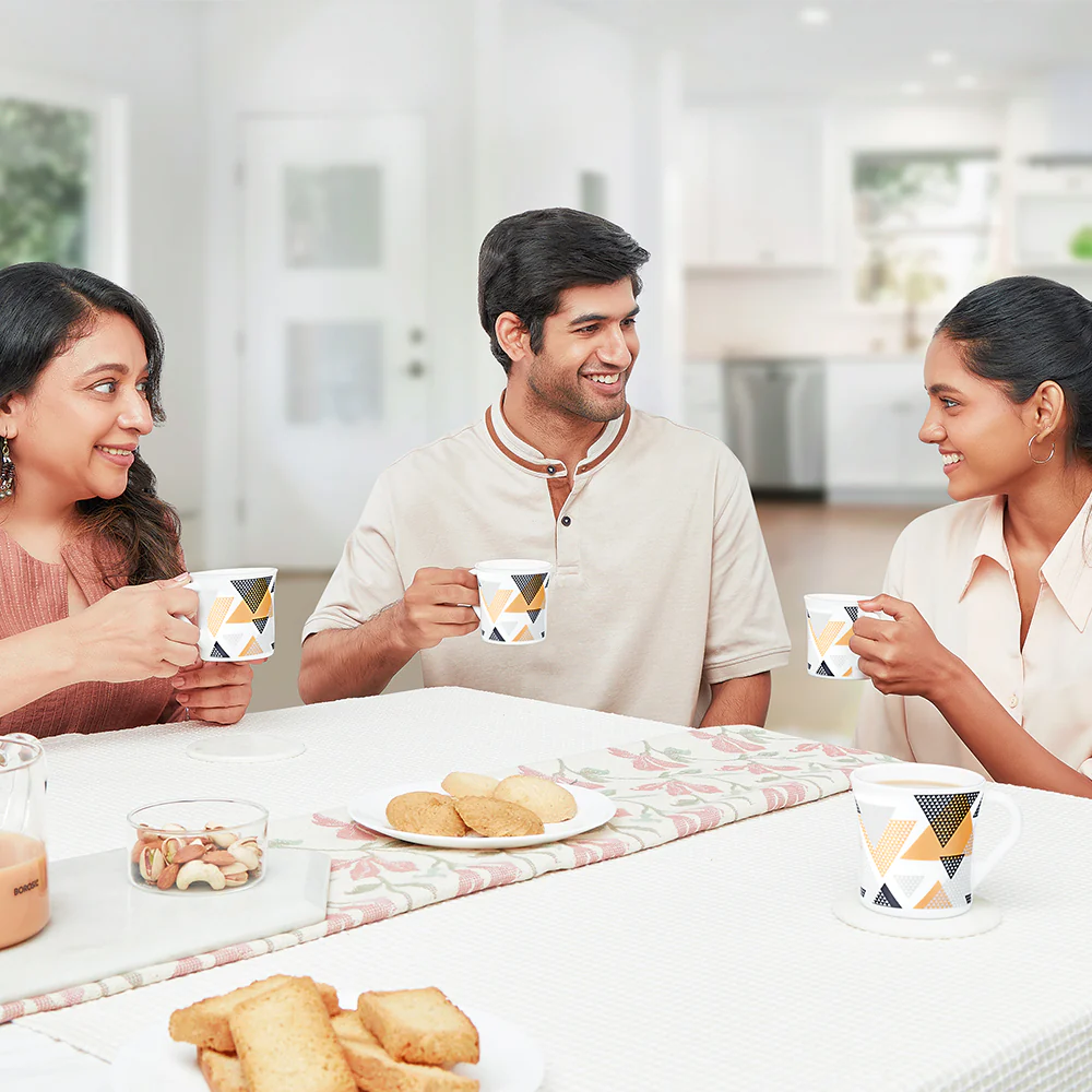Larah by Borosil Crysta Nivaah Mug Set, 160ml x 6
