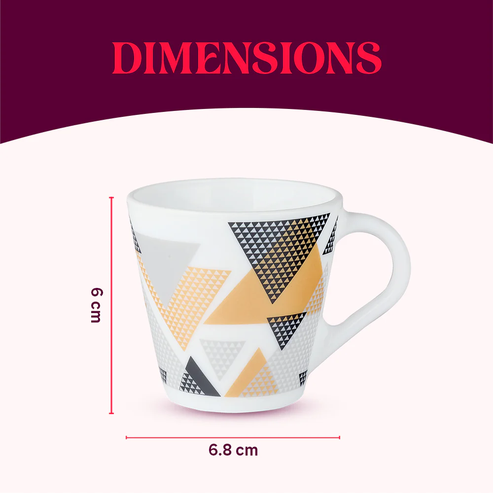 Larah by Borosil Novelty Nivaah Mug Set, 110ml x 6