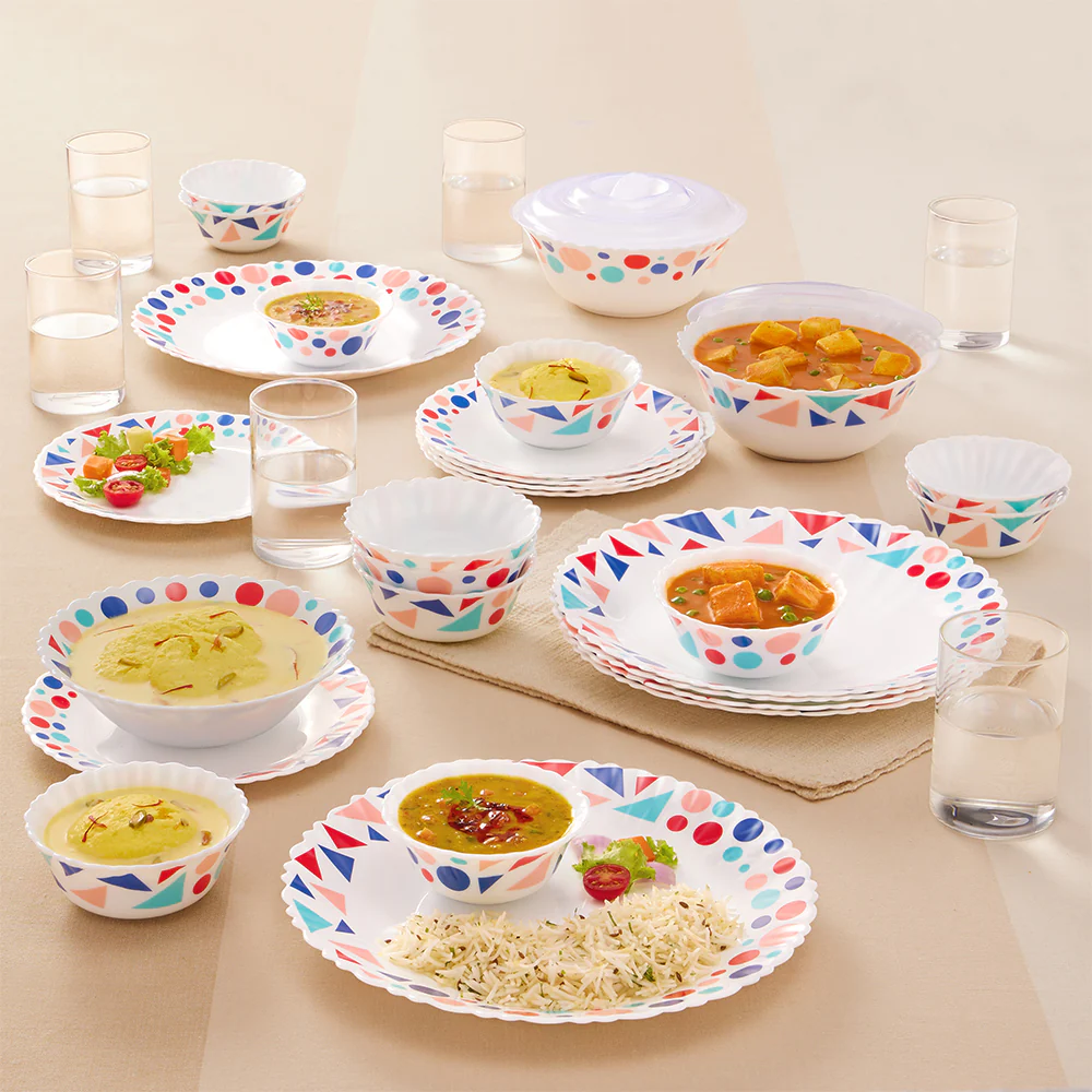 Larah by Borosil, Speckle Dinner Set, 35 pc