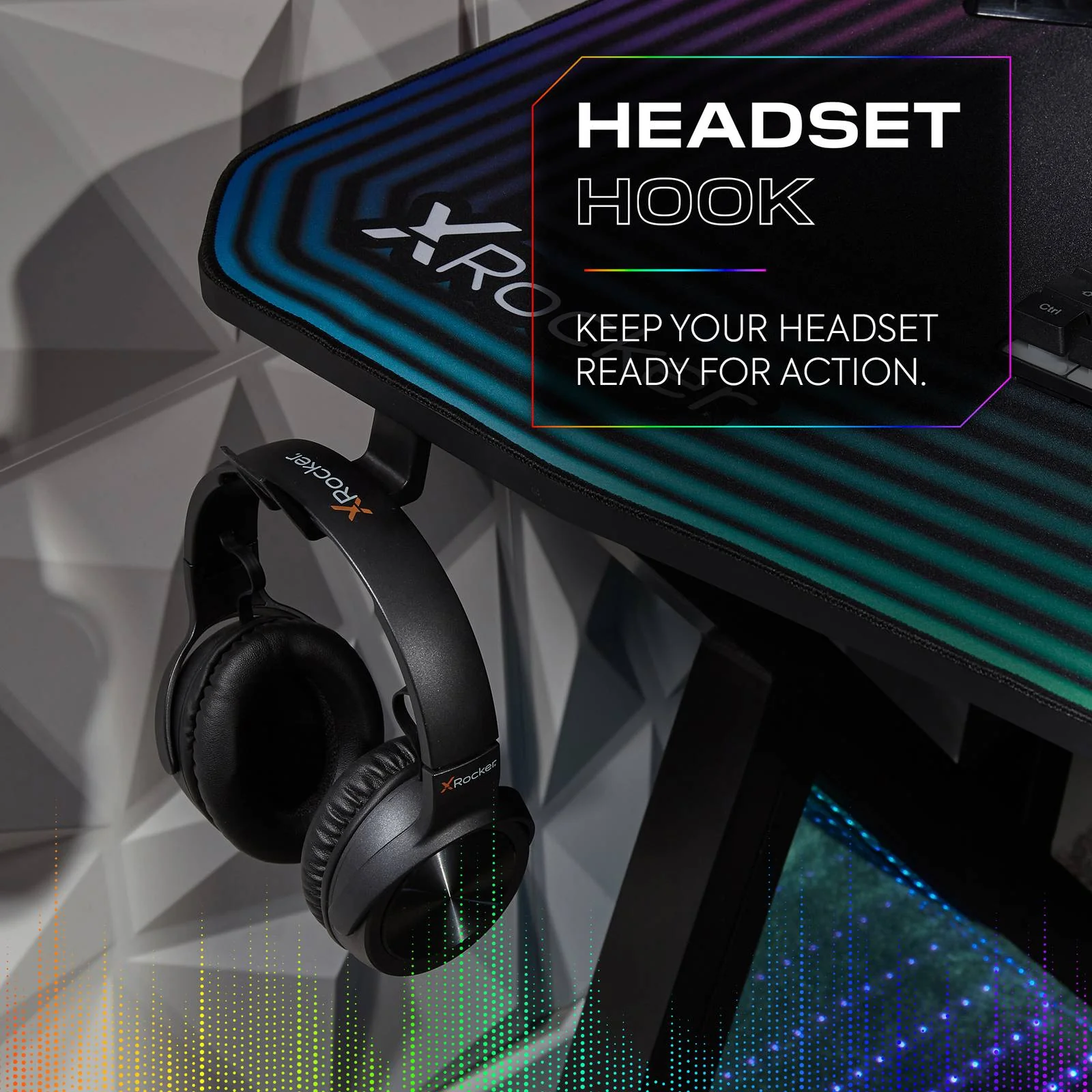 Infinity RGB 140cm App-Controlled LED Gaming Desk with Full Mousepad - Carbon Black