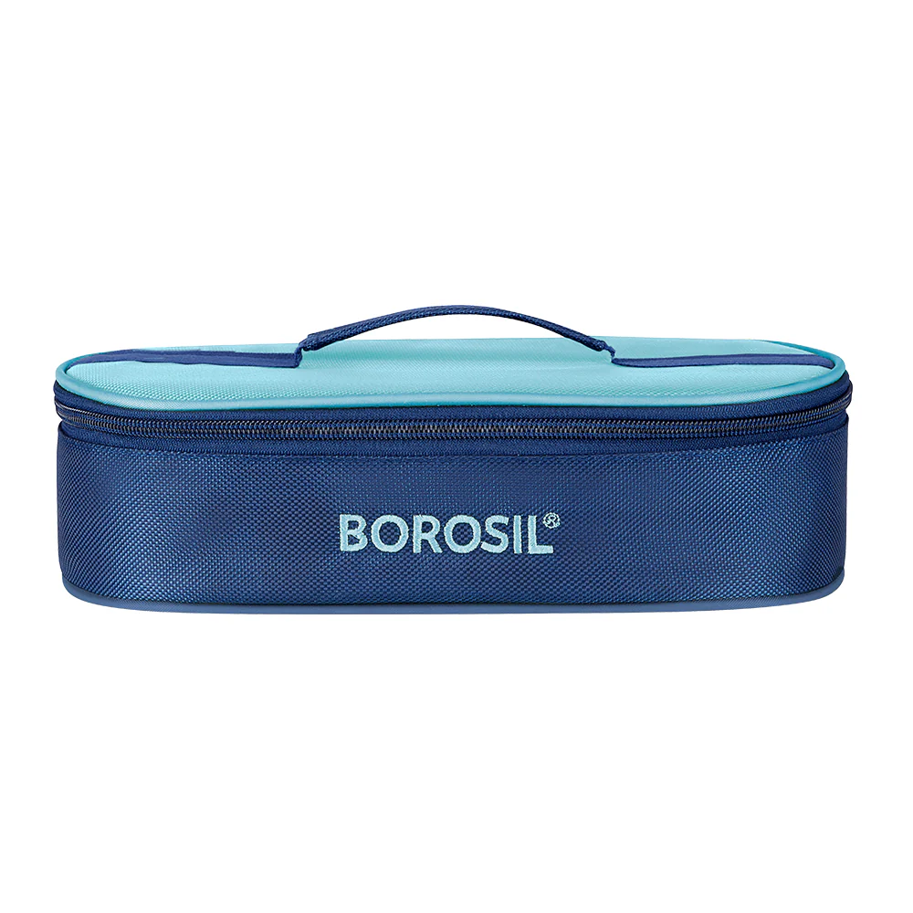 Borosil Alfa Blue Flat Lunch Bag, Round (Only Bag)