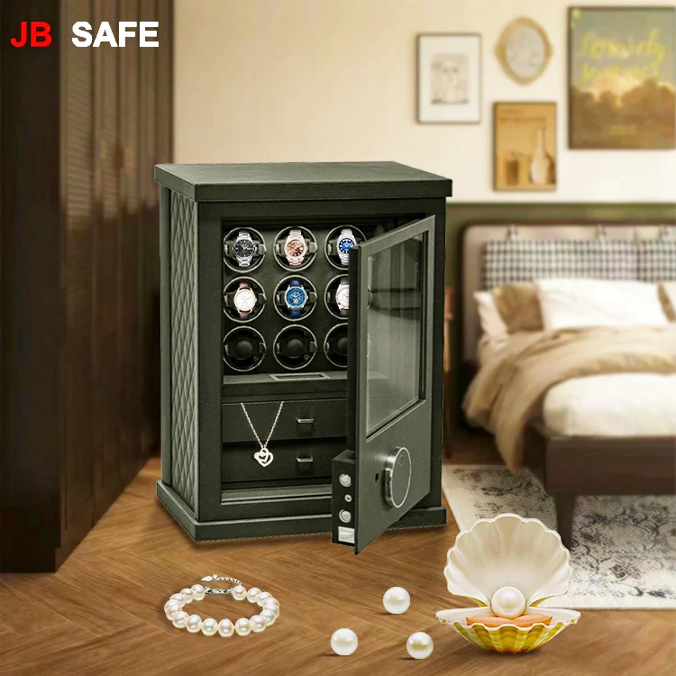 JB Watch Winder & Jewelry Safe 3 Jewelry Drawers & 6 Watch Winders
