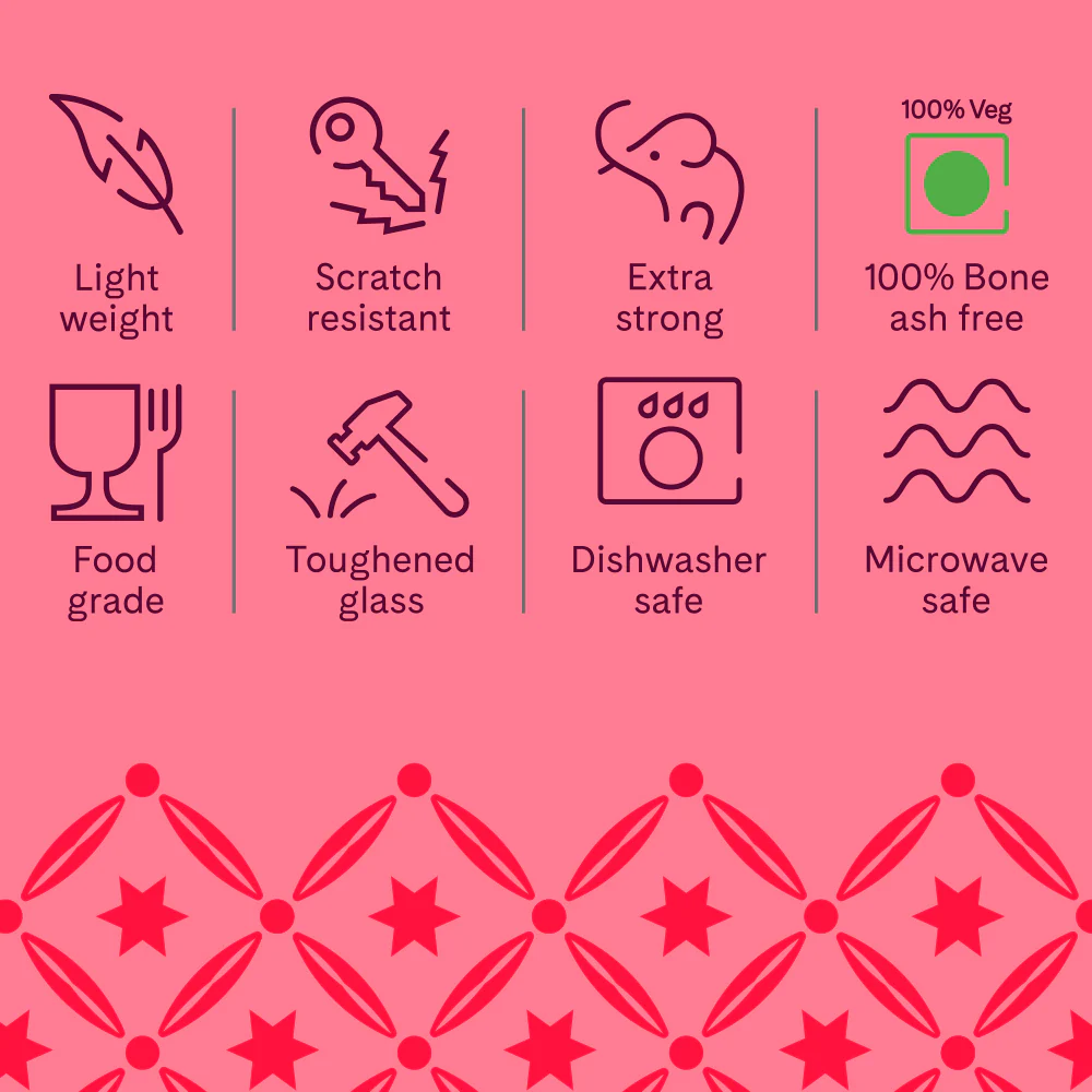 Larah by Borosil Red Mist Dinner Set, 19 pc