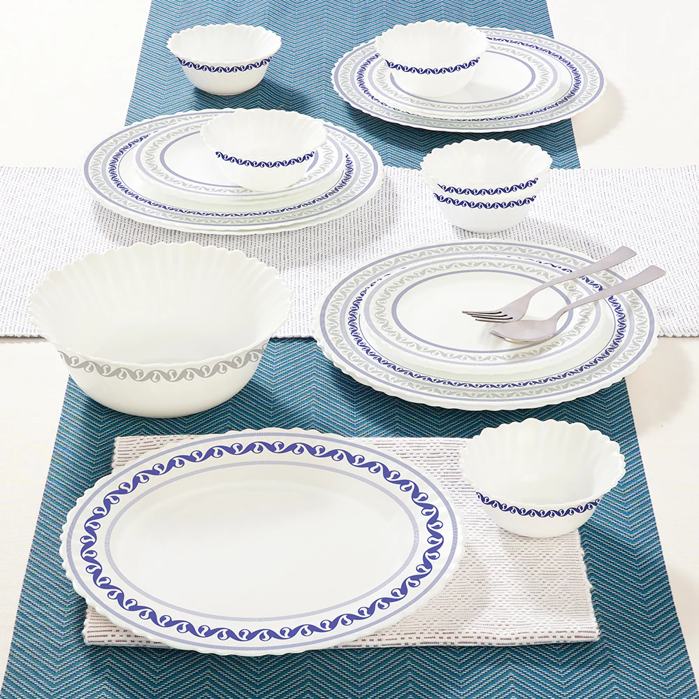 Larah by Borosil Jazzblue Dinner Set, 19 pc