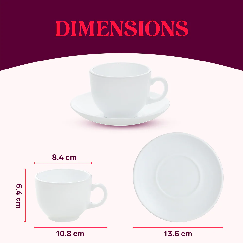 Larah by Borosil Sundrop Blue Cup n Saucer Set, 220ml x 12