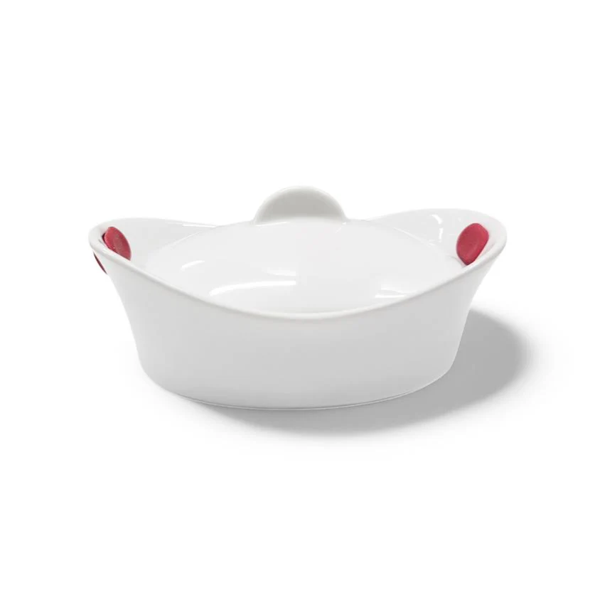 Aqua Mini Oval Baking Dish with Lid & Handle White
