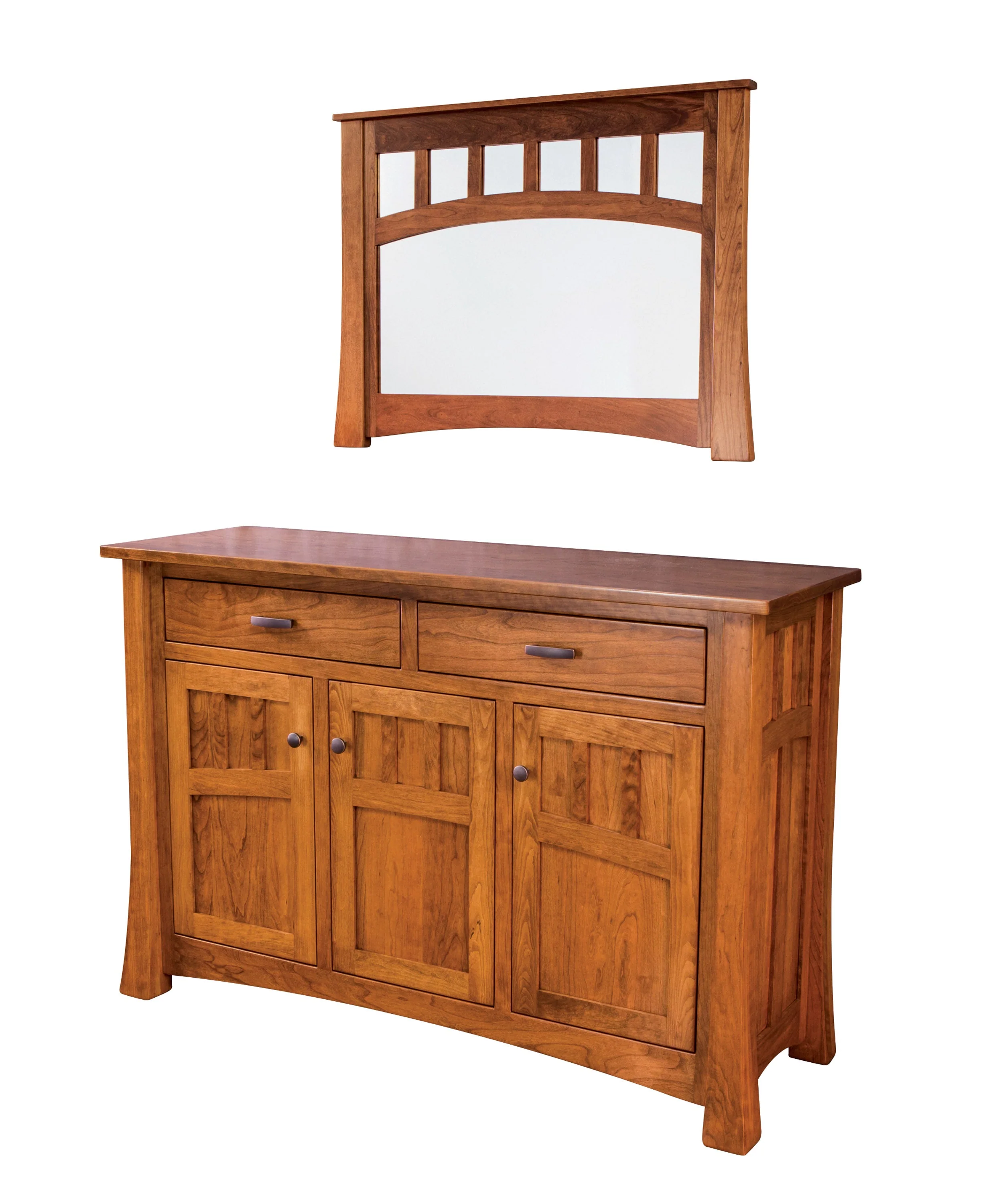 Amish Arlington Two Drawer Three Door Buffet With Mirror