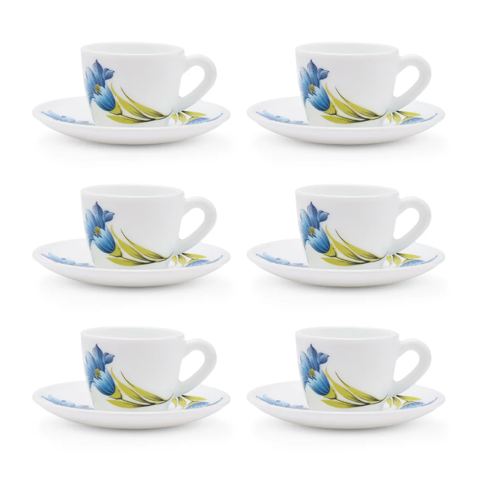 Larah by Borosil Nina Cup n Saucer Set, 90ml x 12