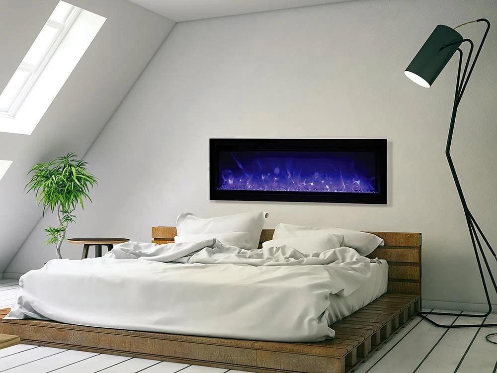 Amantii Symmetry 50-In Basic Built-In Electric Fireplace w/ Black Steel Surround