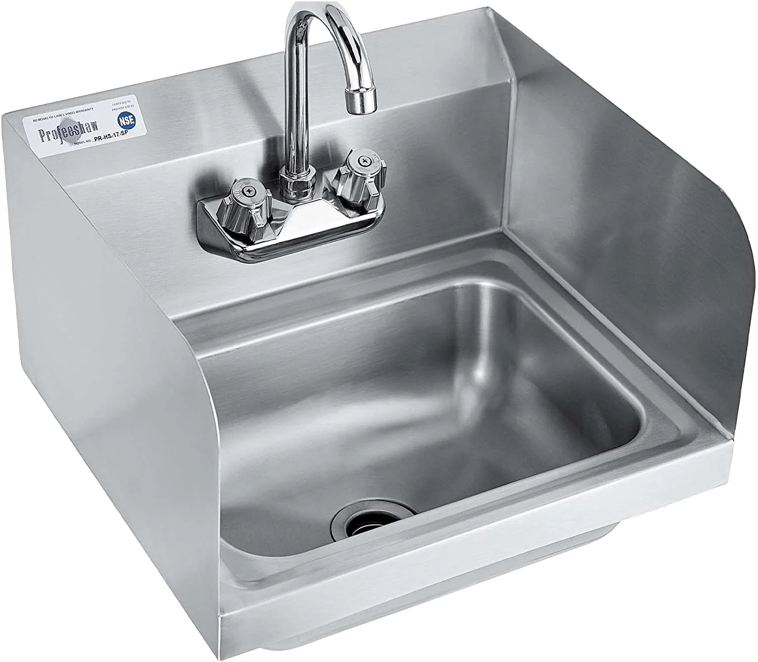 Stainless Steel Sink Commercial Wall Mounted with Gooseneck Faucet for Kitchen or Bar 17