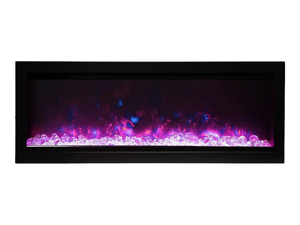 Amantii Symmetry 42-In Basic Built-In Electric Fireplace w/ Black Steel Surround